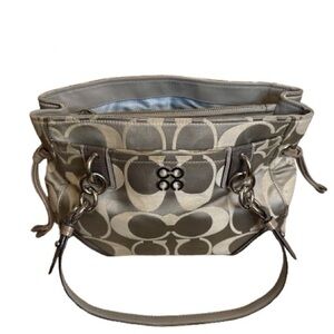 Coach Colette 16475 Signature Sateen Carryall Taupe Brown Tote